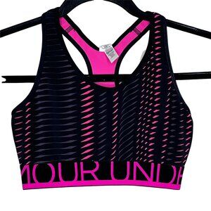 Under Armour HeatGear Strappy Sports Bra Black Pink Size Small